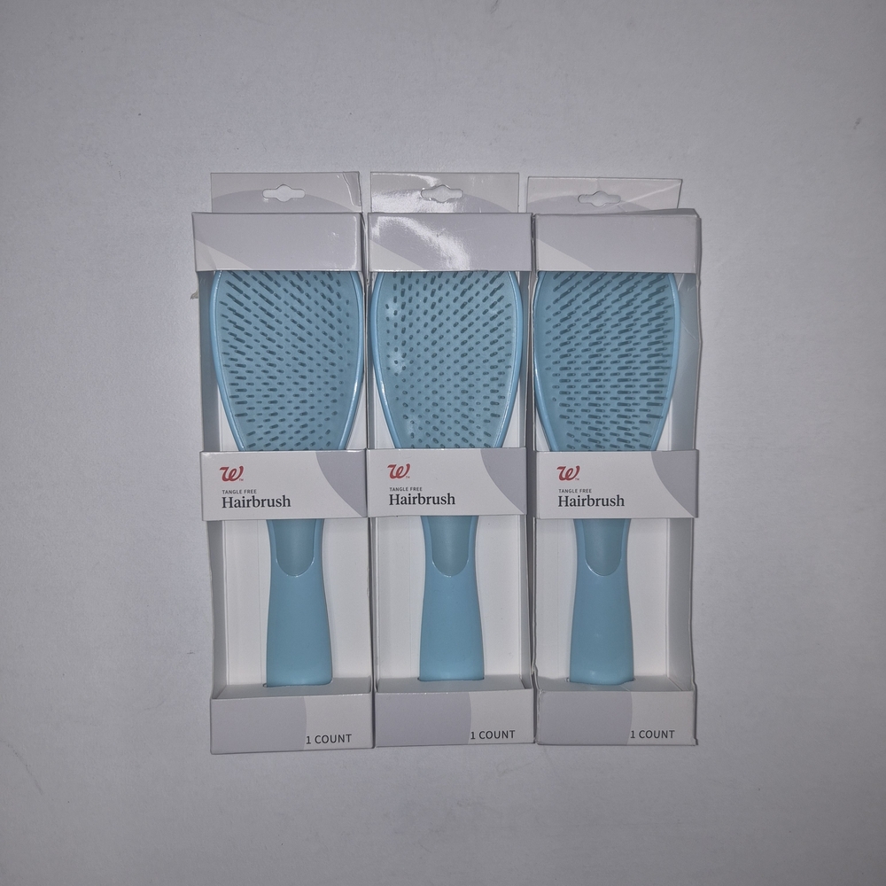 3 Pack Walgreens Tangle Free Detangling Hairbrush Blue New